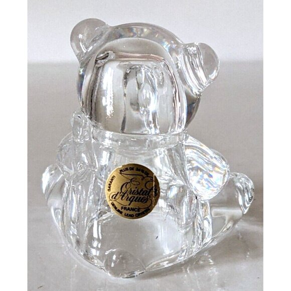VTG Cristal D’Arques Teddy Mini Figurine Holding Flowers 24% Lead Sticker France - Picture 10 of 16